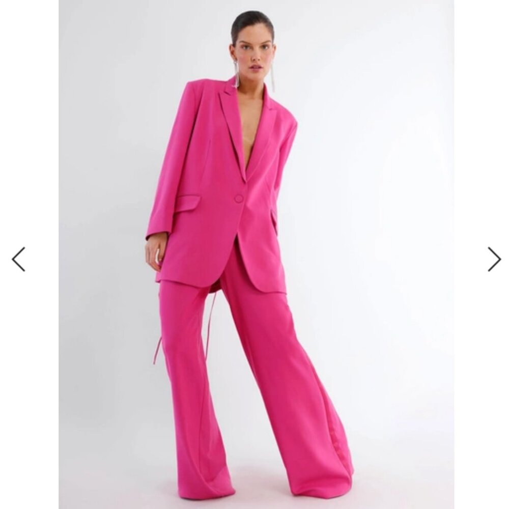 BCBG Maxazria x Maeve Reilly Formosa Lace-up Blazer In Pink Glo